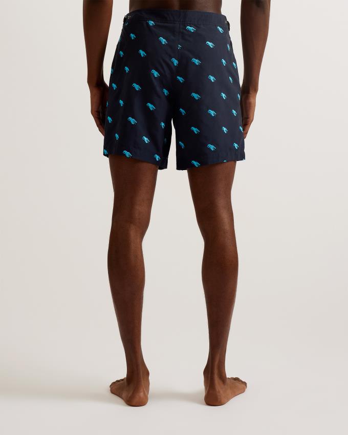 Short Ted Baker Embroidered Lobster Swim Bleu Marine Homme | BDM-95843406